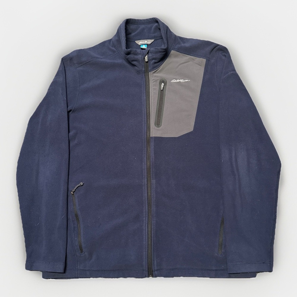 Eddie Bauer First Ascent Blue Fleece Mens Jacket Sweater Full Zip Large